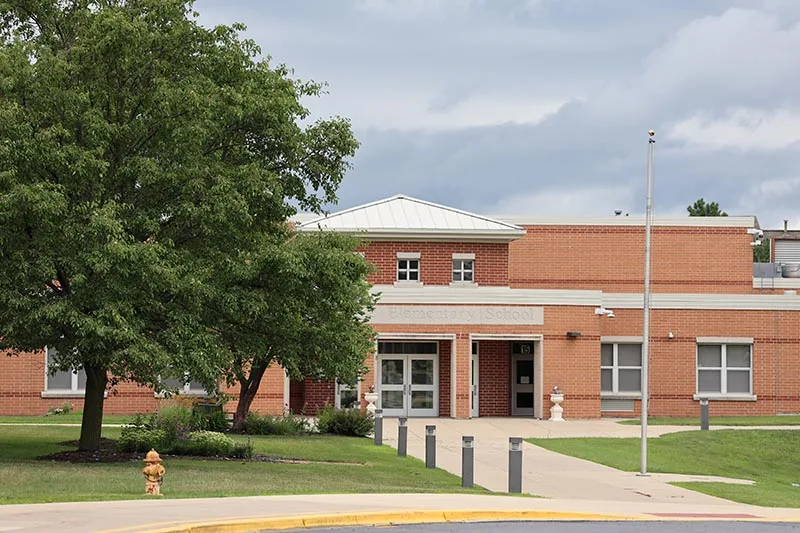 The exterior of an elementary school building